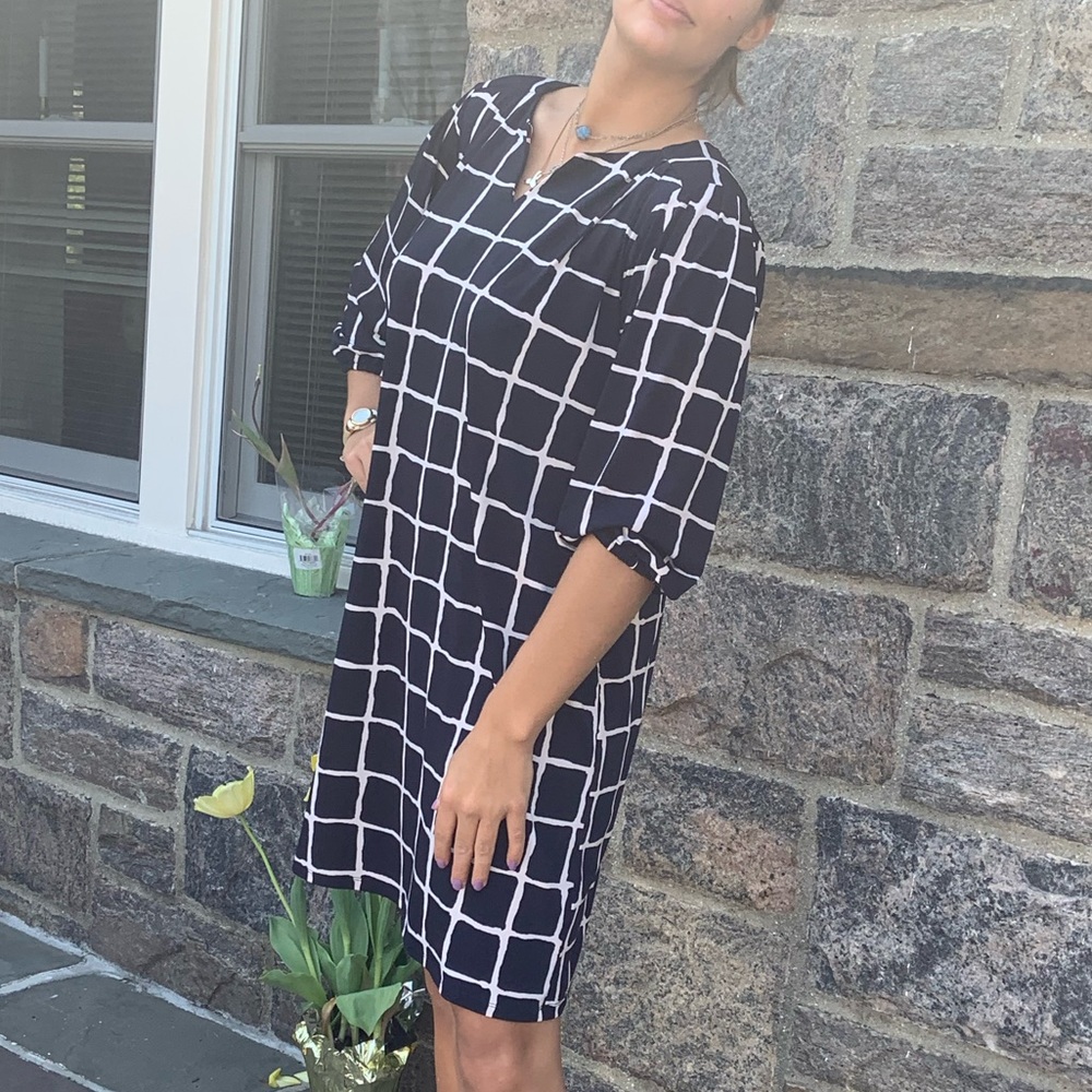 Luxology XL Navy & White Shirt Dress